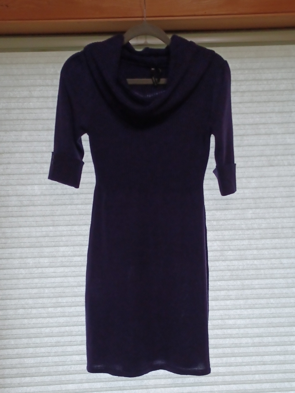 Takeout Purple Cowl Neck Midi Sweater Dress Size L NWOT